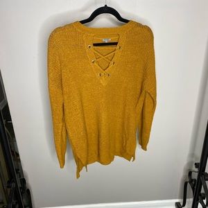 NEW Mustard Tie Knit Sweater